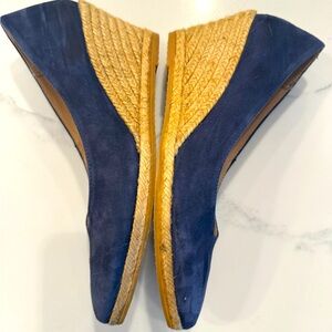 Eric Michael Navy Teva Espadrille suede leather wedge Shoes Size 39 women’s 8.5
